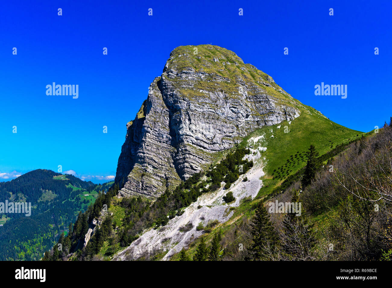 Peak Dent de Jaman oberhalb Montreux, Alpen Bernoise, Waadt, Schweiz Stockfoto