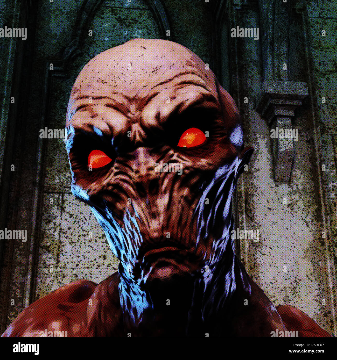3D-Rendering für eine gruselige Monster Stockfoto