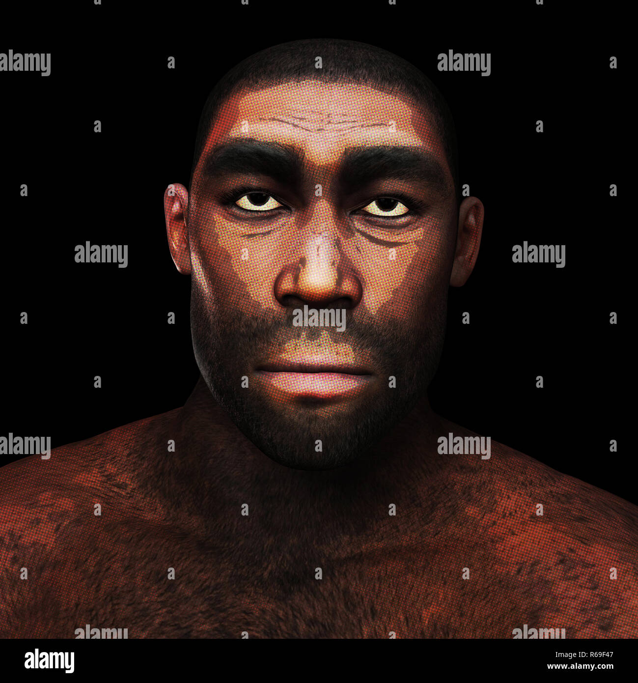 Digitale 3D-Abbildung eines Homo Erectus Stockfoto