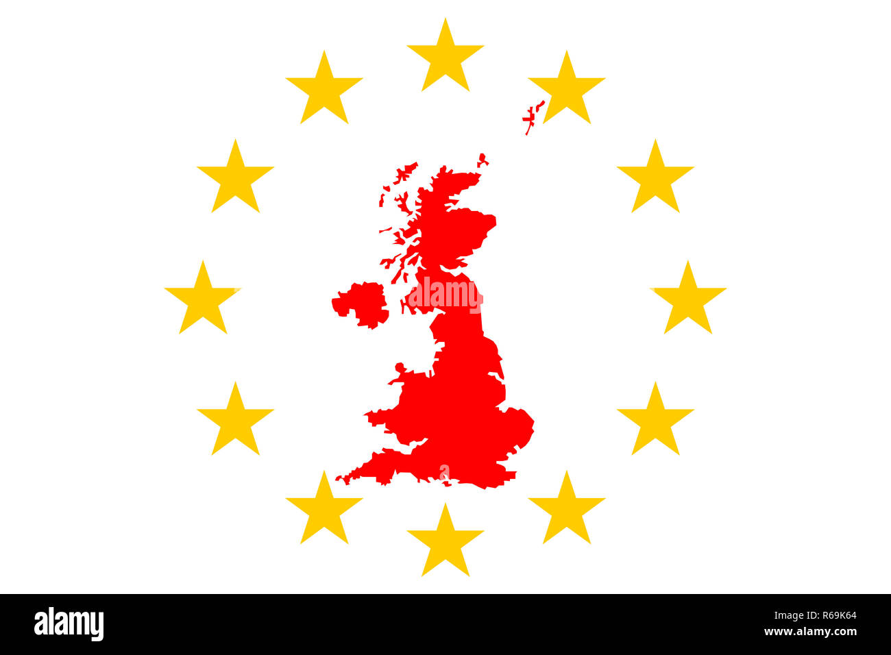 Brexit Großbritannien Karte mit europäischen Sterne Kreis Stockfoto
