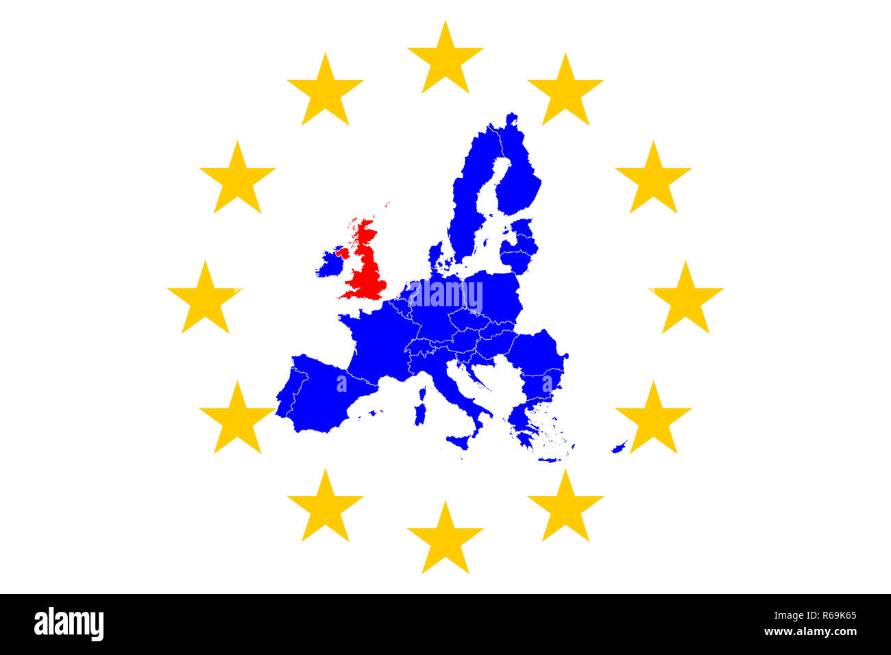 Brexit europäische Karte mit europäischen Sterne Kreis Stockfoto