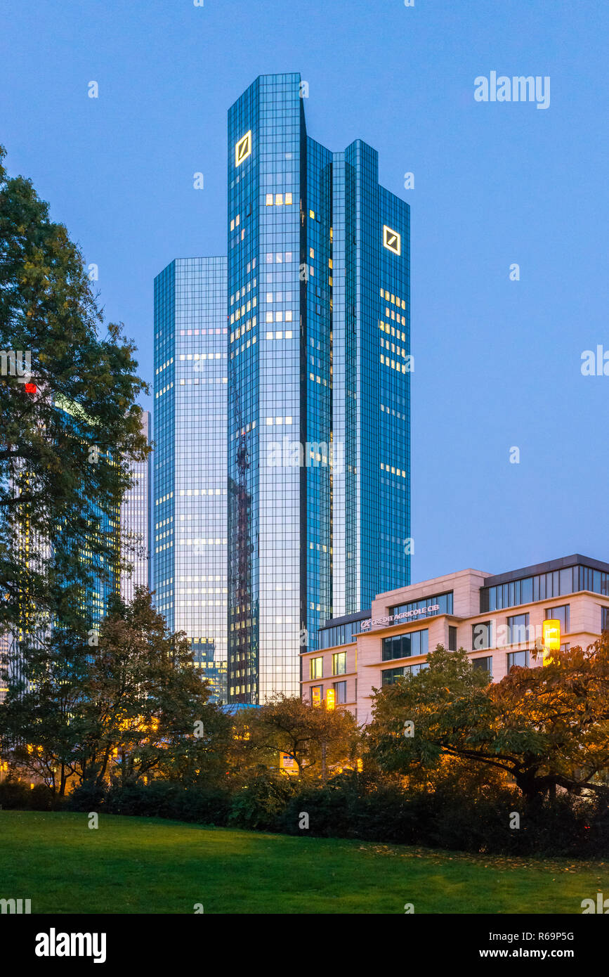 Die Deutsche Bank, die Twin Towers, Westend, Frankfurt am Main, Hessen, Deutschland Stockfoto