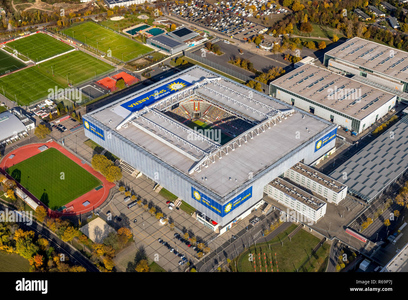 Luftaufnahme, Merkur Spiel-Arena Fußballstadion, Stockum, Düsseldorf ...
