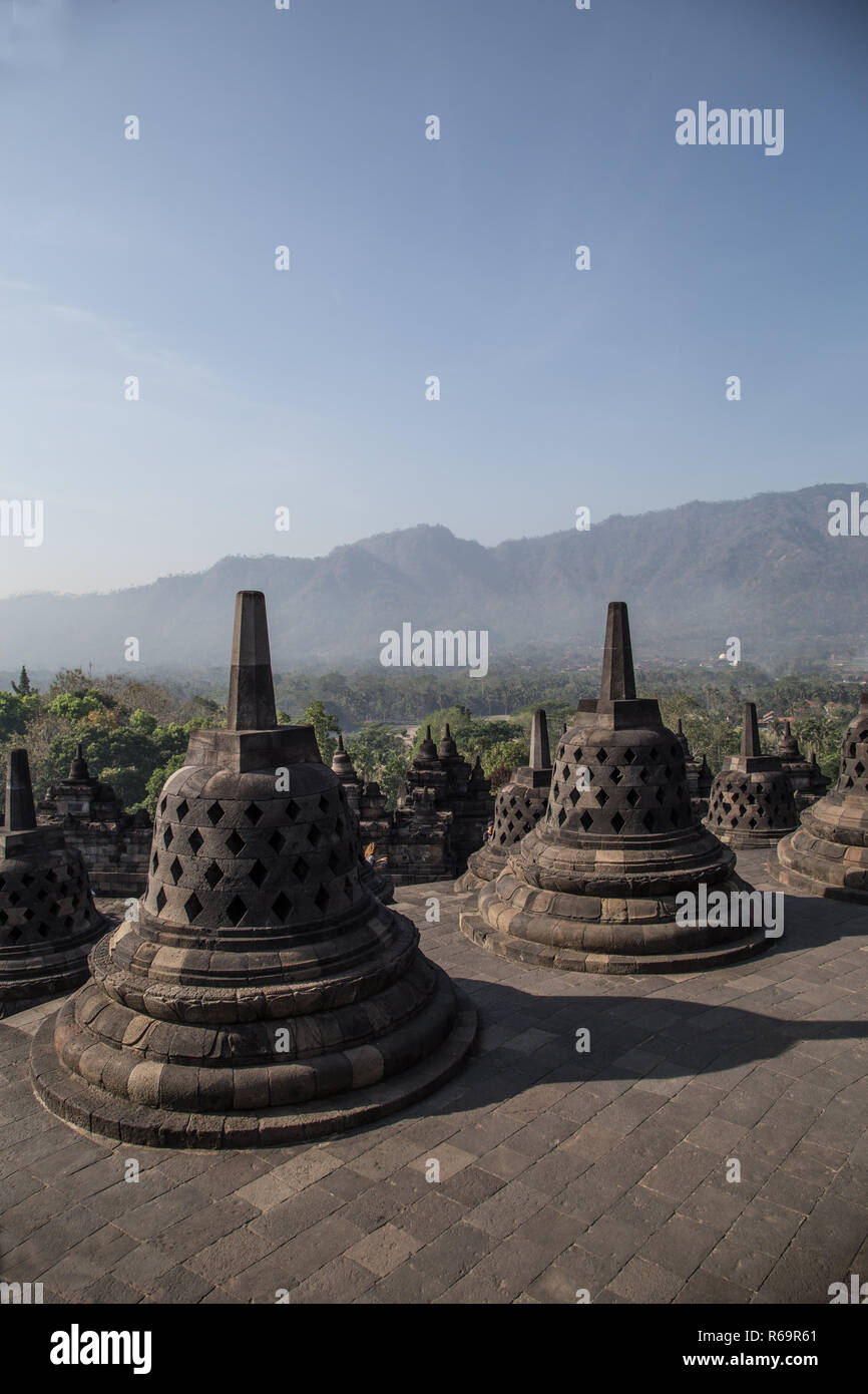 Borobudur, buddhistische Tempelanlage, Yogyakarta, Java, Indonesien Stockfoto