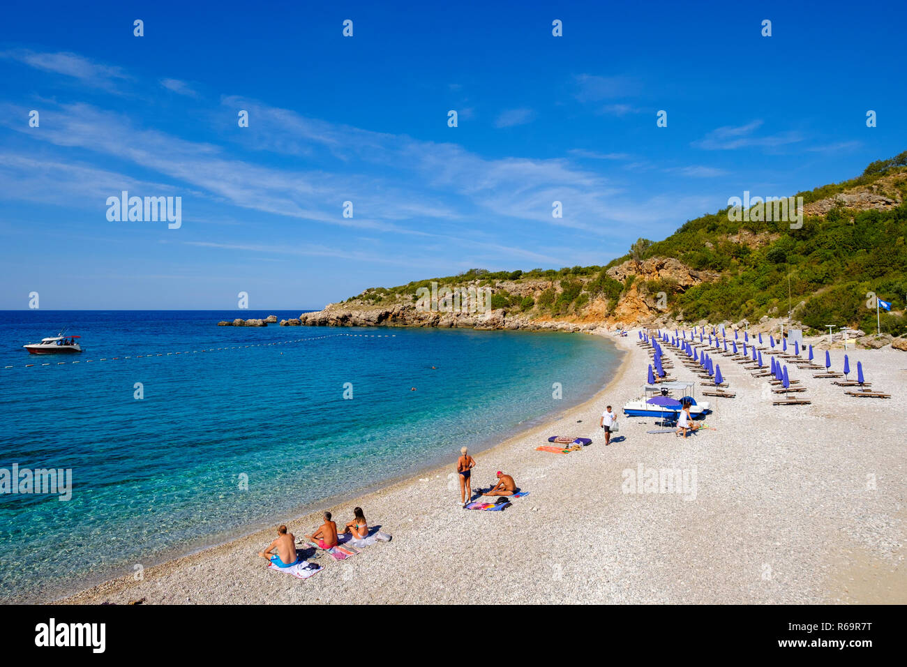 Strand Drobni Pijesak, südlich von Budva, Adria, Montenegro Stockfoto