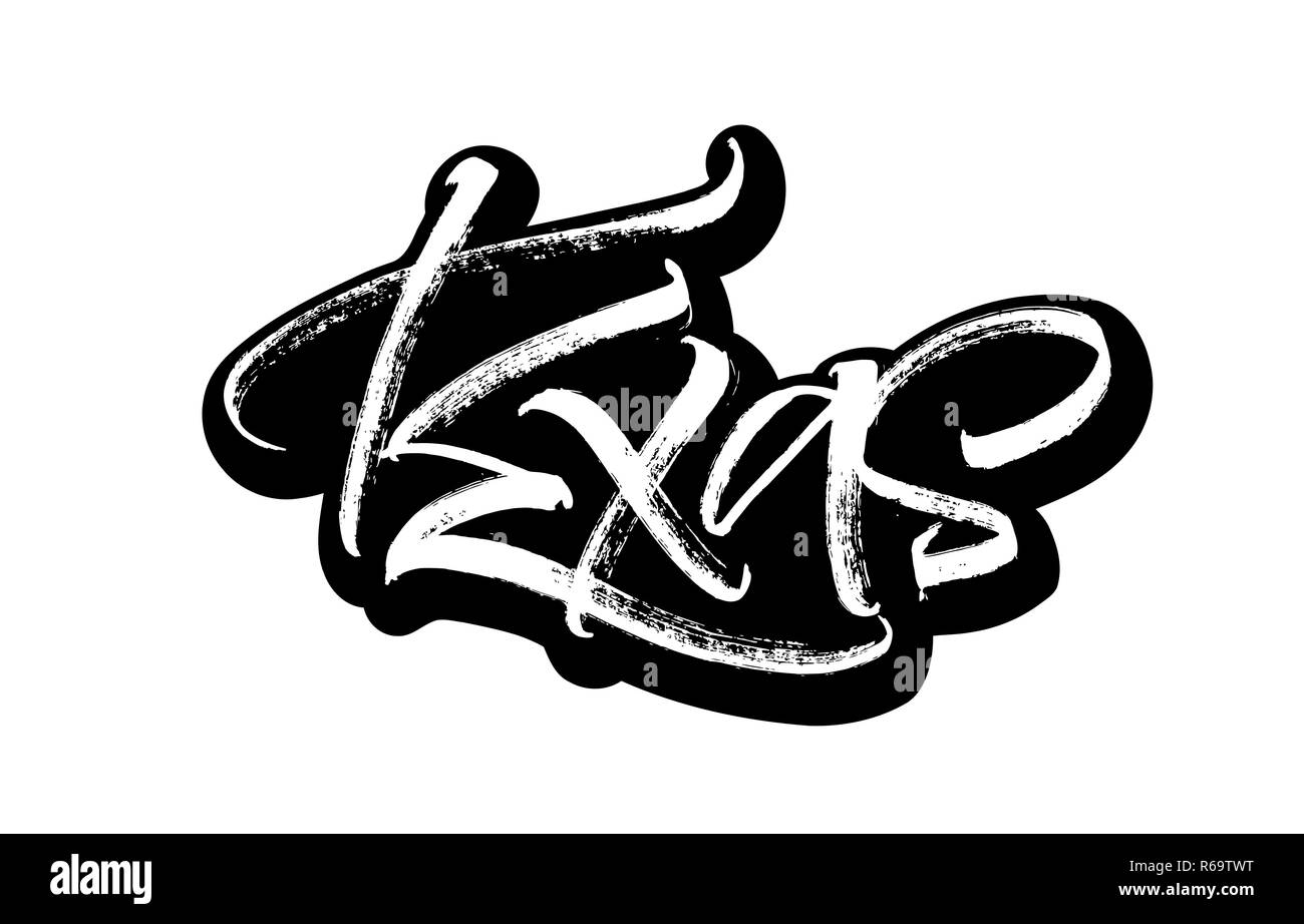 Texas. Aufkleber. Moderne Kalligraphie Hand Beschriftung für Siebdruck Drucken Stock Vektor