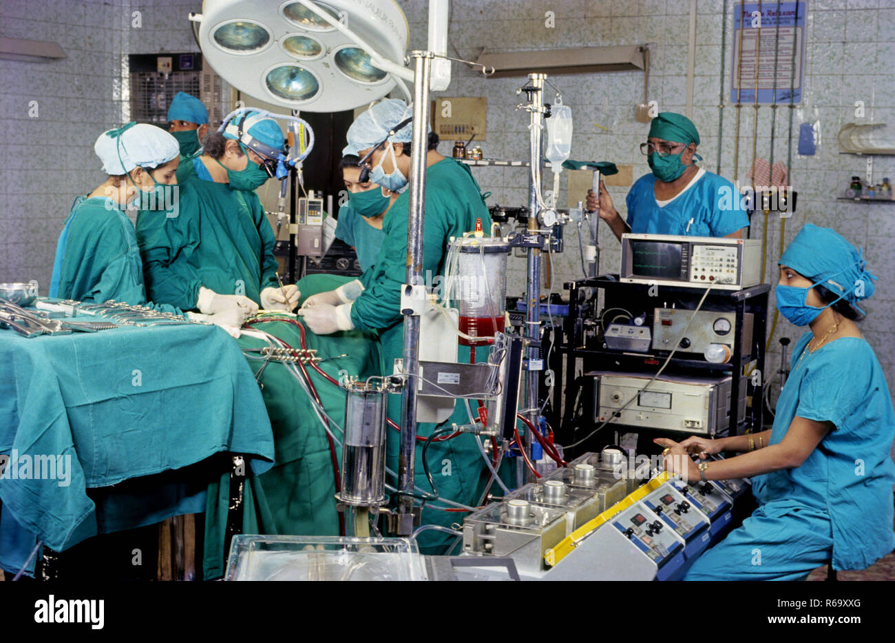 Indisches Krankenhaus, Herz-Lungen-Maschine, offene Herzchirurgie, Herz-Lungen-Bypass-Maschine, Indien, Asien Stockfoto