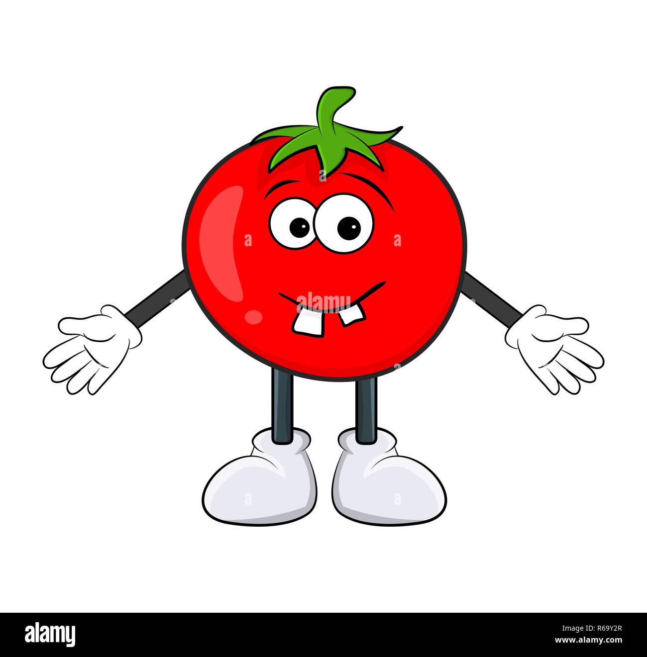 Lustige tomate Charakter cartoon Design auf weißem Hintergrund Stock Vektor