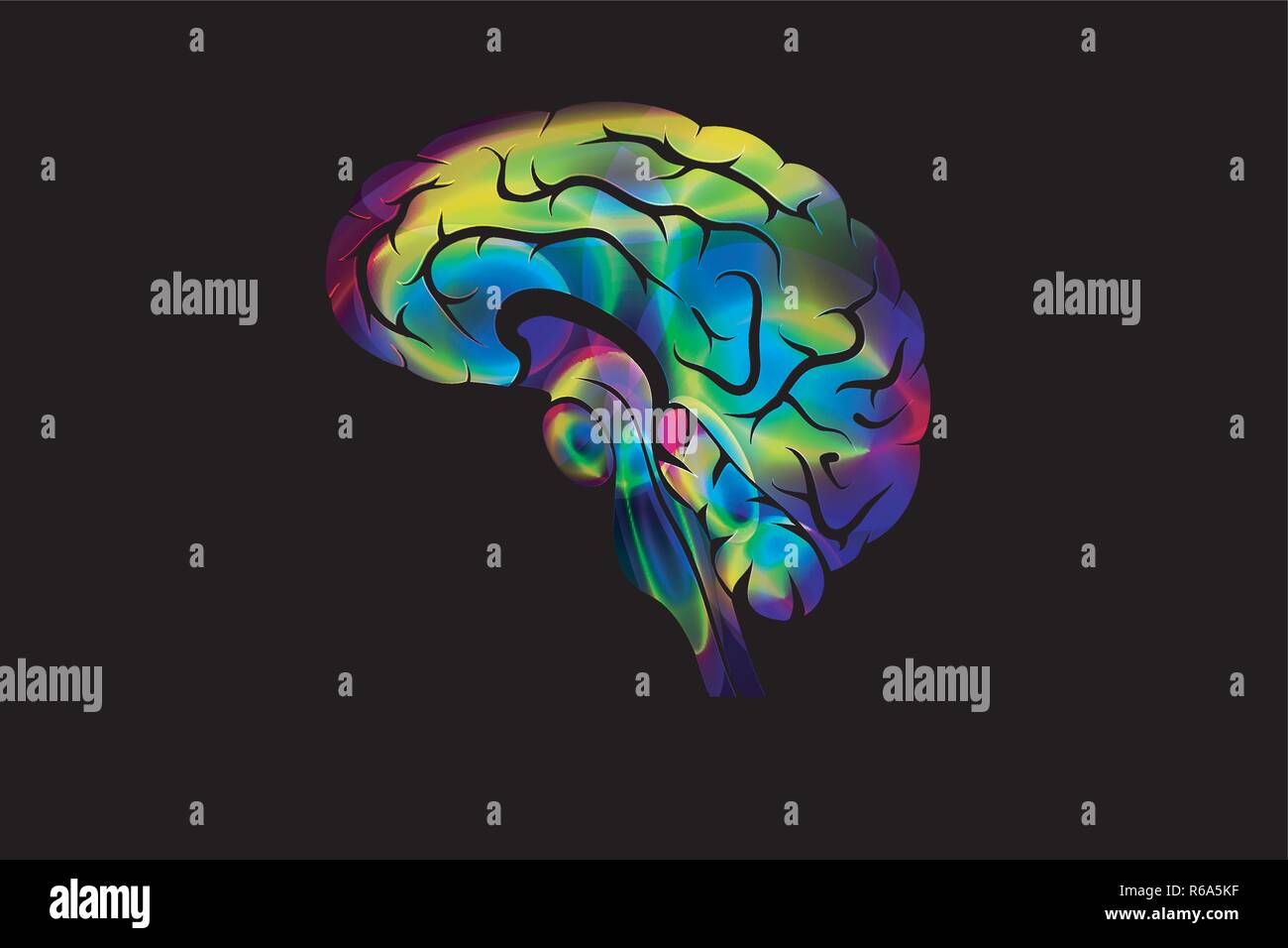 Abbildung des Gehirns. Farbe kreative Symbol. Stock Vektor
