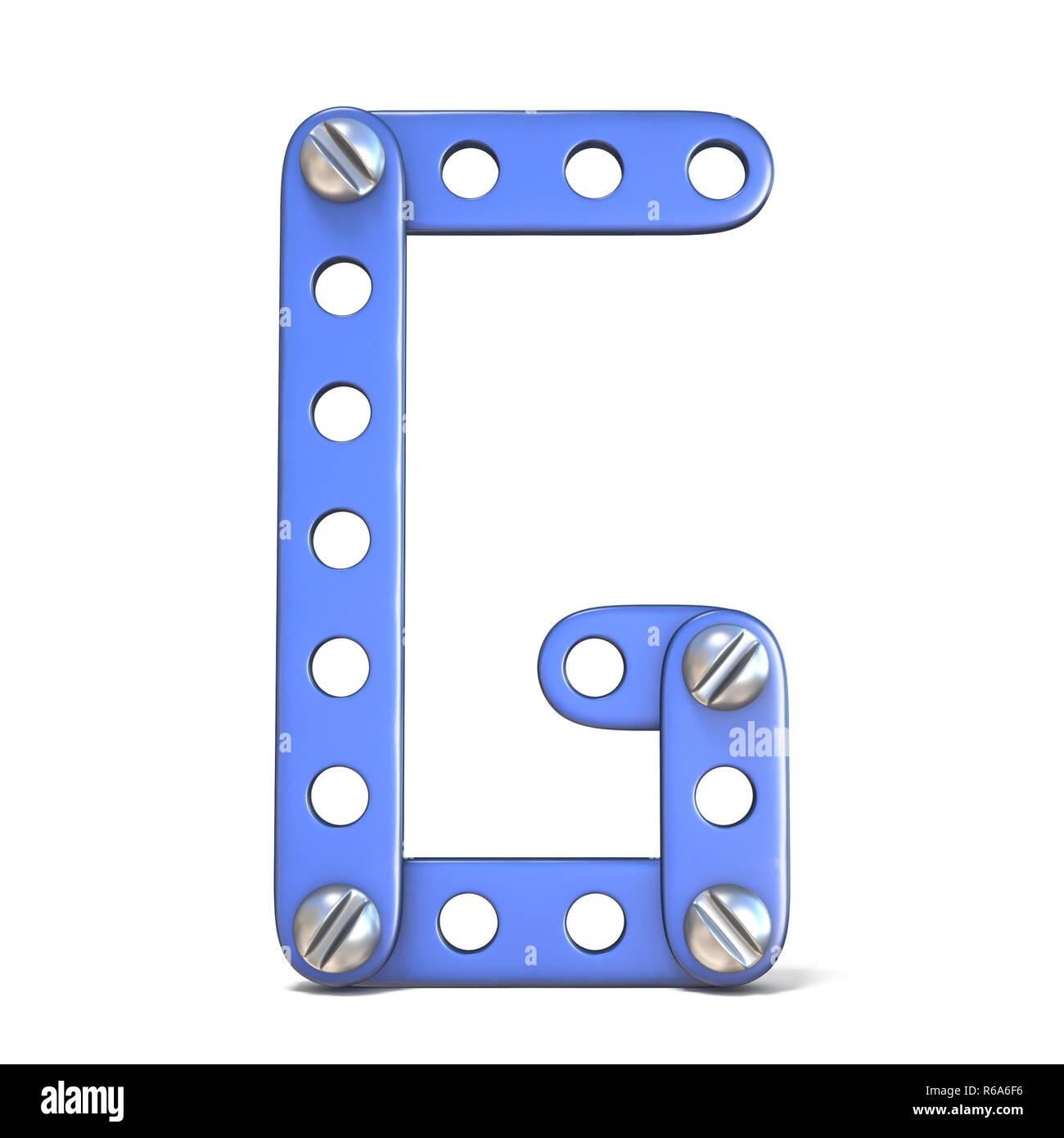 Alphabet aus blauem Metall Konstruktor Spielzeug schreiben E3D  Stockfotografie - Alamy
