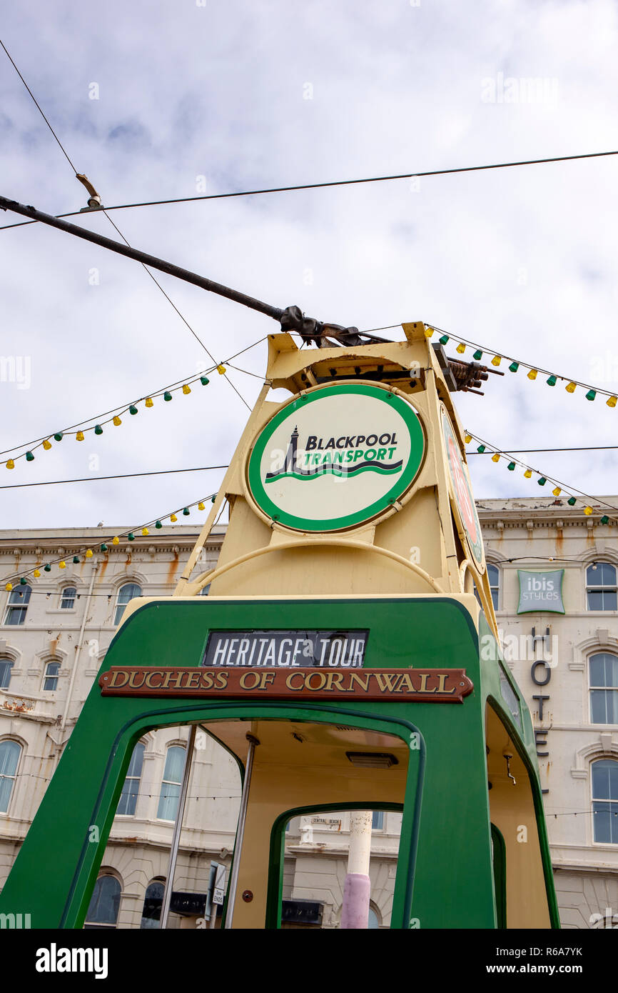 Herzogin von Cornwall Straßenbahn, Heritage Tour, Blackpool Transport Lancashire, Großbritannien Stockfoto