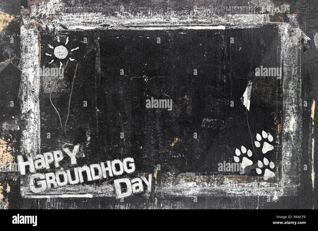 Schiefertafel und täglich grüßt das Murmeltier Stockfoto