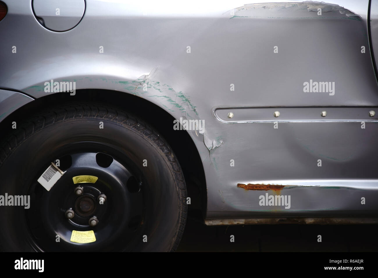Beschädigtes Fahrzeug nach Unfall Stockfoto