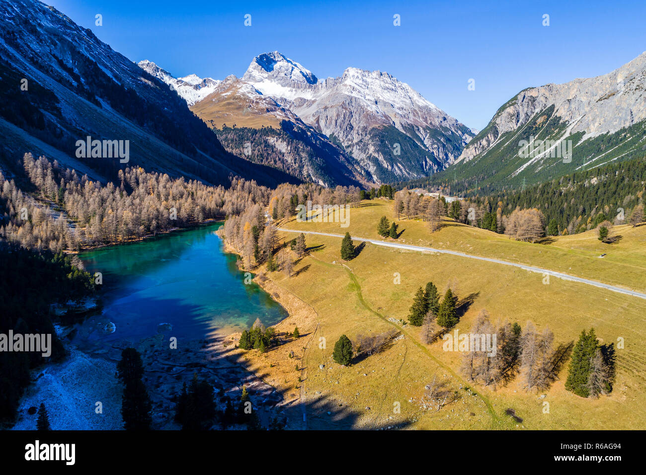 Luftbild albulapass, albulatal, Graubünden, Schweiz Stockfoto