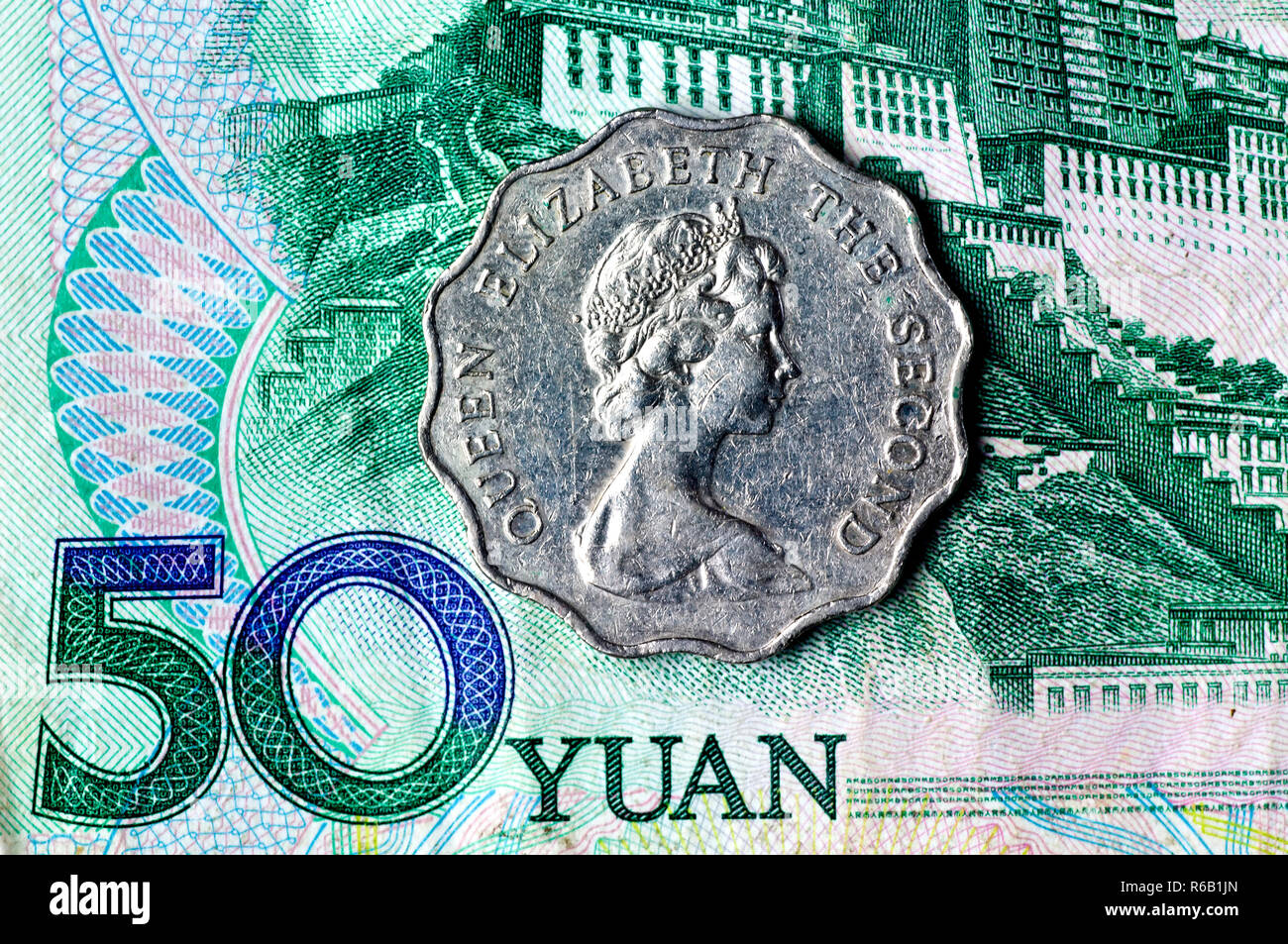 Alter und neuer Währung von Hongkong Stockfoto