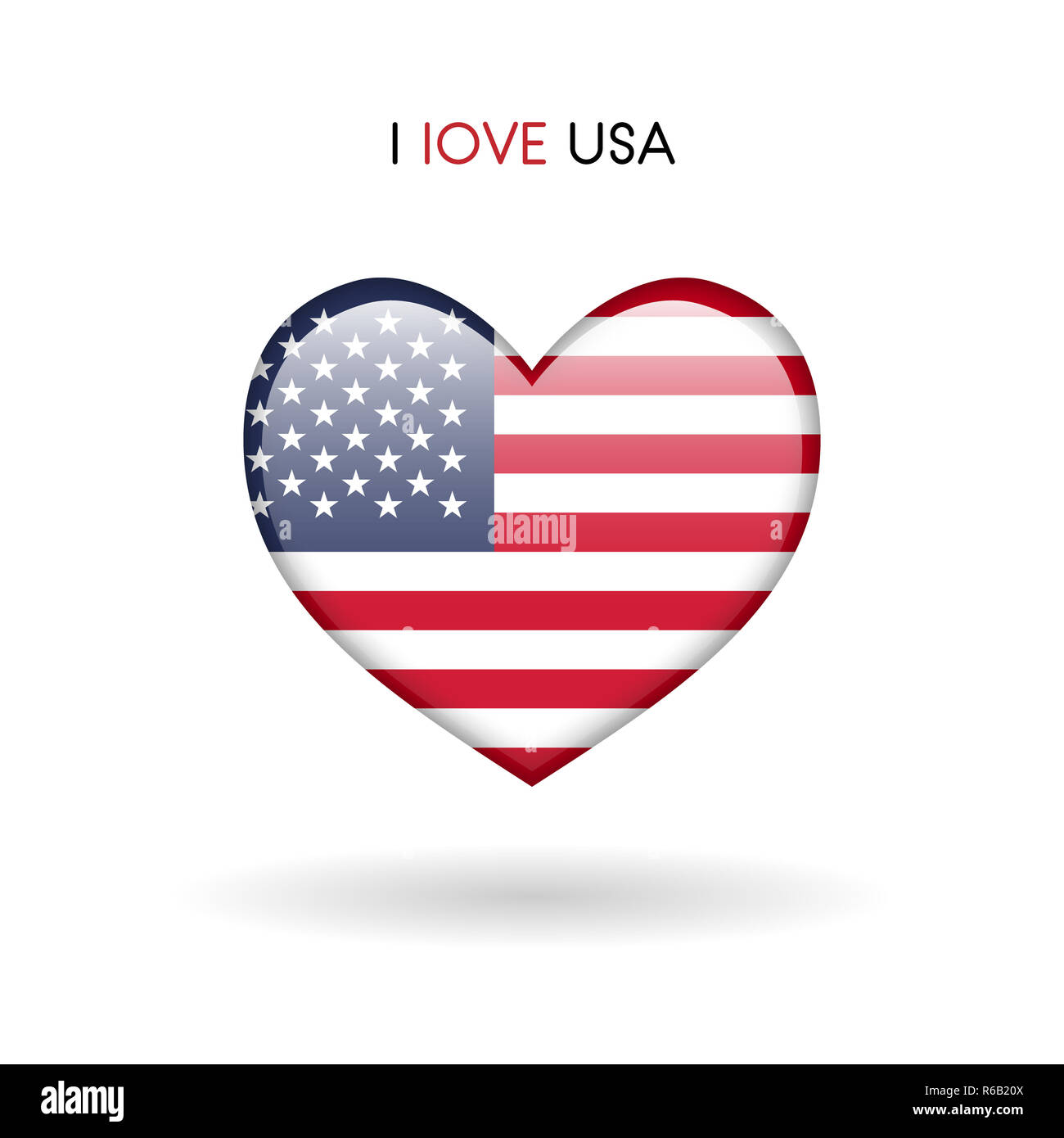 Liebe USA Symbol. Flagge Herz glänzend Symbol Stockfoto