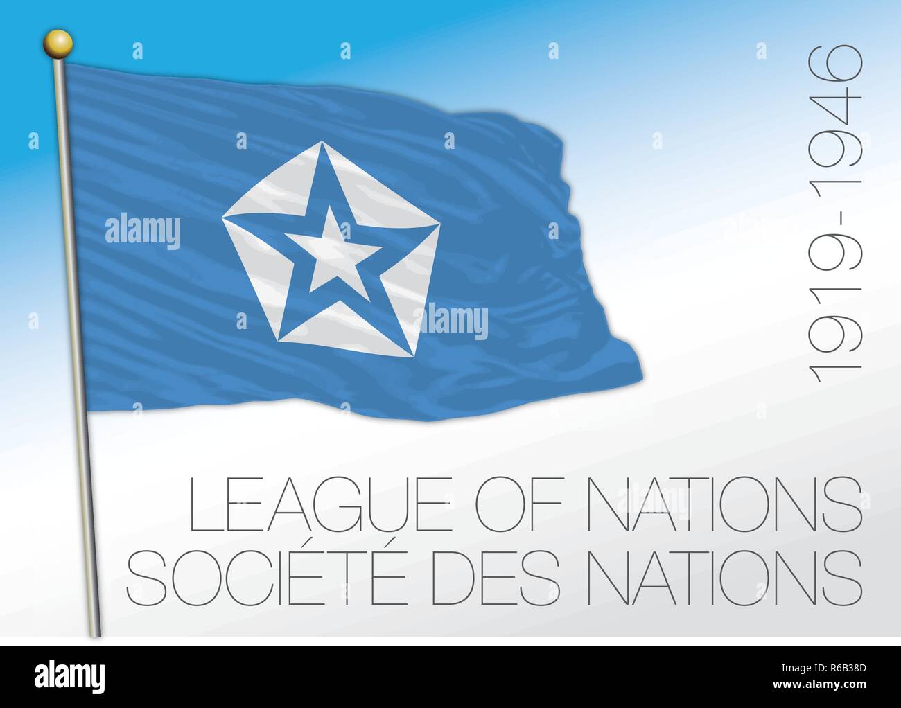 Liga von Nationen historische Flagge, 1919 - 1946 Stock Vektor