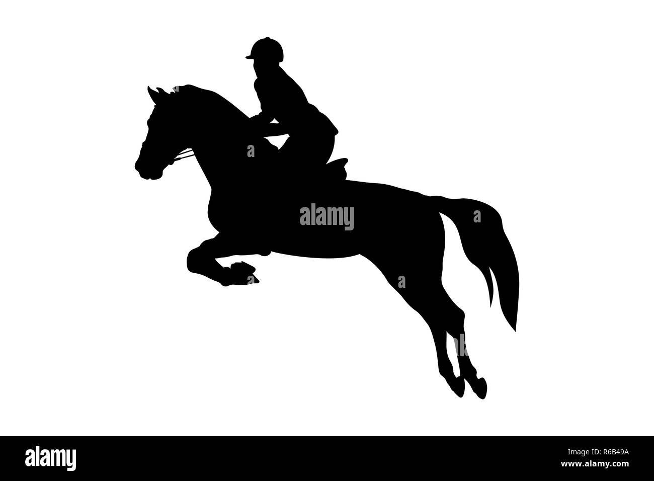 Pferdesport Frau Reiter Pferd springen Stockfoto