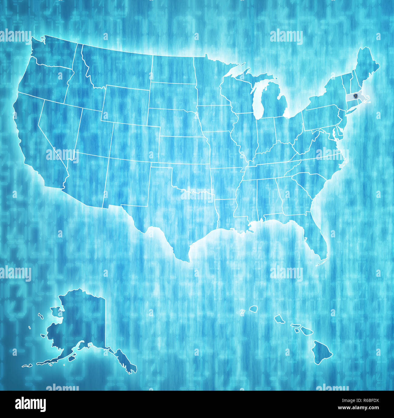 Massachusetts auf Karte von USA Stockfoto