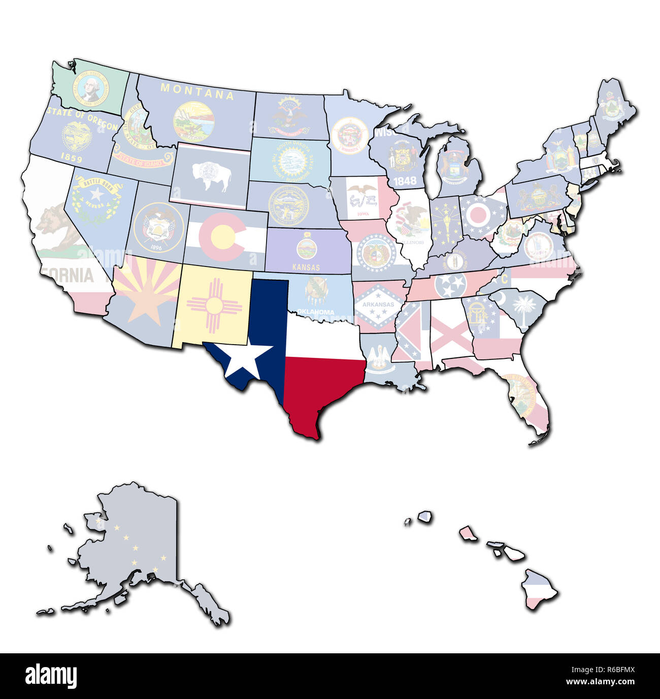Texas auf der Karte von USA Stockfotografie - Alamy