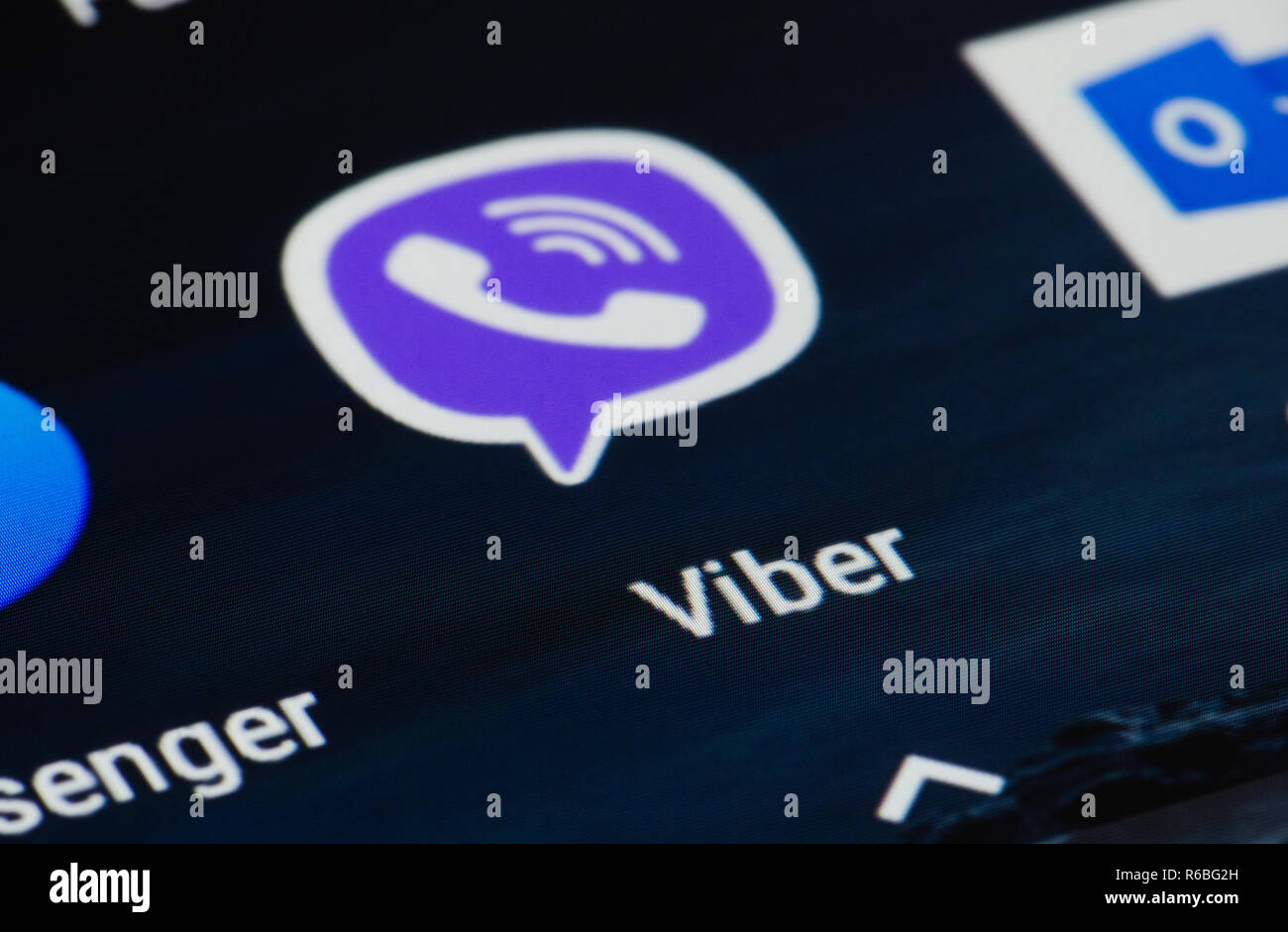 Viber Symbol auf dem Smartphone. App für Chats, Anrufe und Nachrichten, plattformübergreifenden Instant Messaging und Voice-over-IP Stockfoto