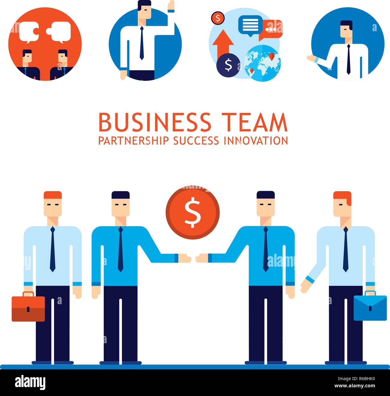 Business Team Geschäftsmann erfolgreiche Teamarbeit Konzept der Partnerschaft flache Design Vector Illustration Stock Vektor