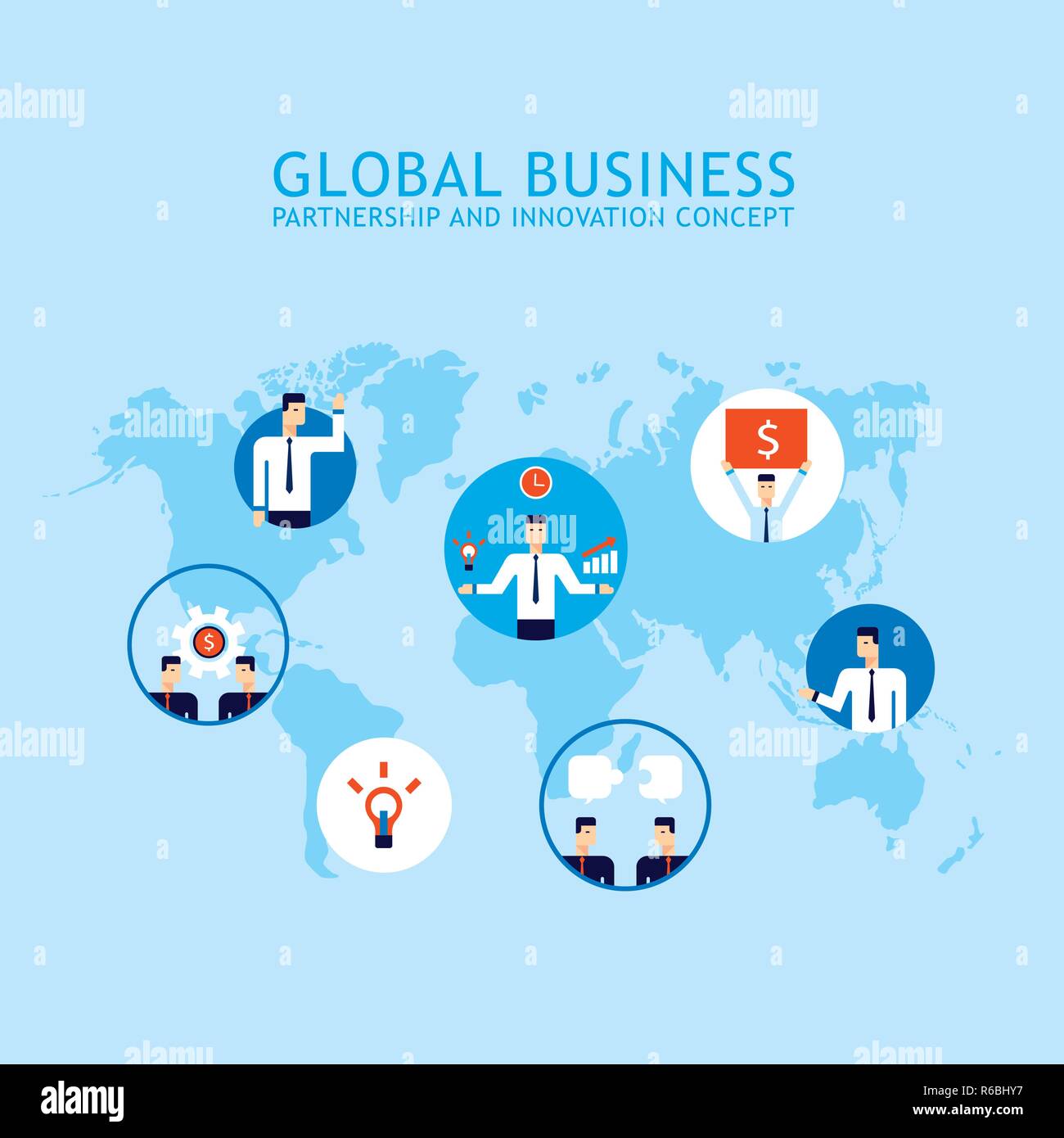 Die globale Kommunikation Social Network Partnerschaft Erfolg von Business Personen Konzept Vector Illustration Stock Vektor