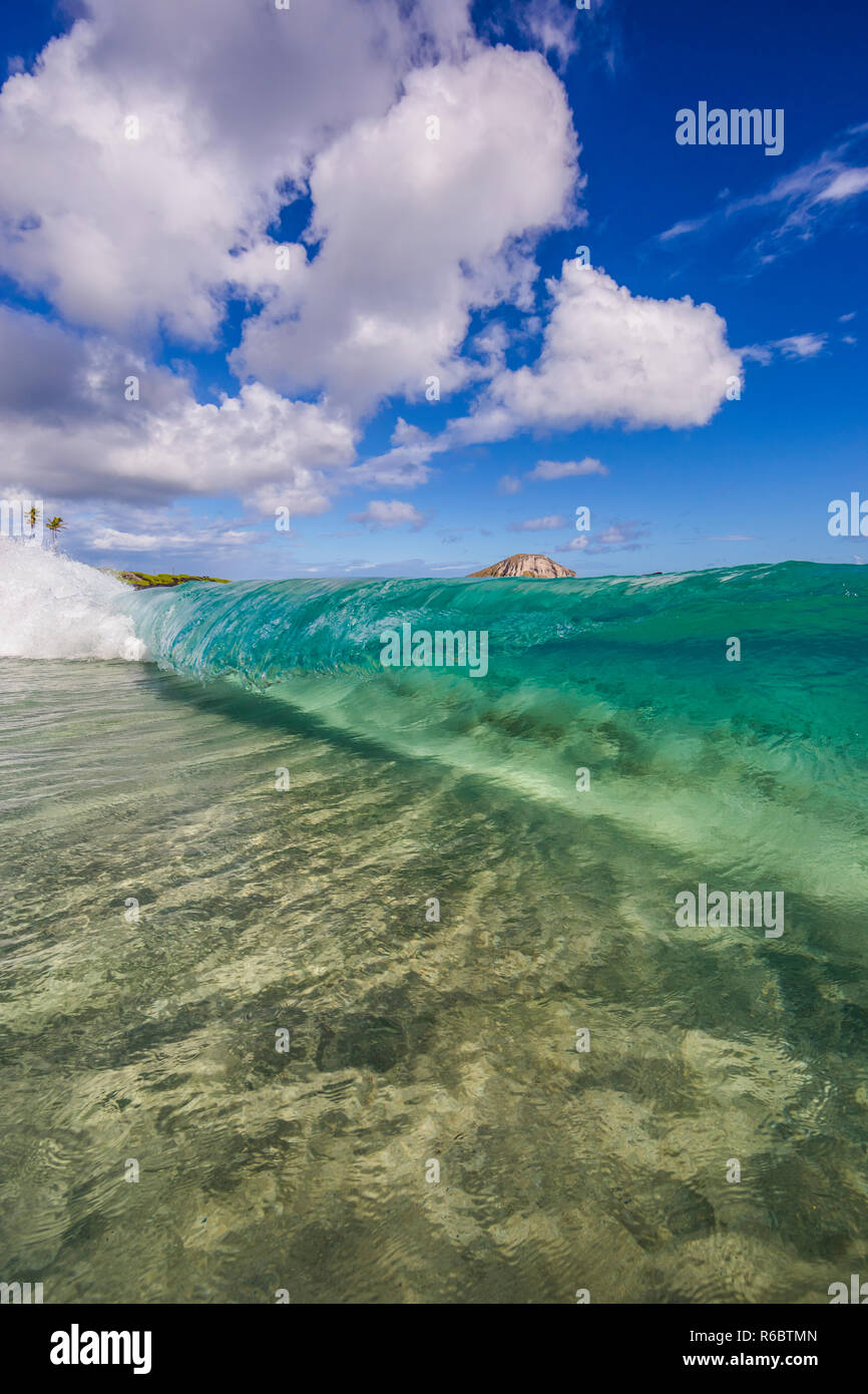 Glasige Bedingungen an Makapu'u Beach Park, Oahu, Hawaii. Stockfoto