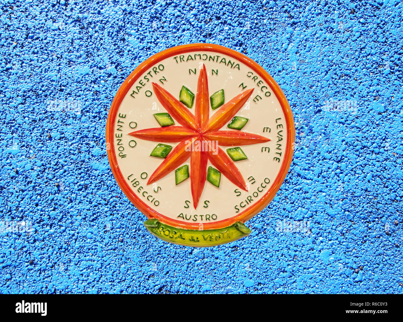 Rosa dei Venti (Wind Rose) hat die Form eines stilisierten Stern und stellt den Ursprung aller Winde in einem bestimmten Bereich. Stockfoto