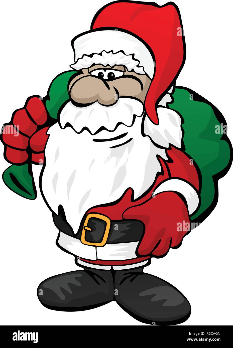 Süße Weihnachten Weihnachtsmann mit Spielzeug Sack Cartoon Vector Illustration Stock Vektor