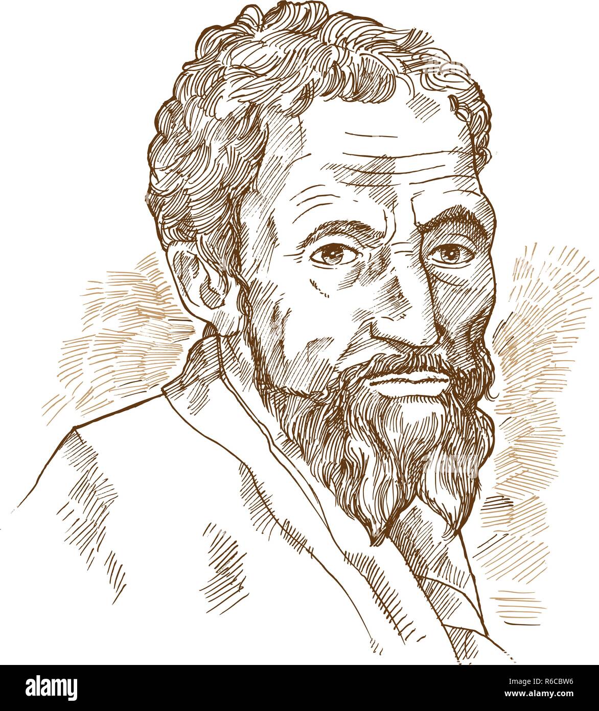 Hand gezeichnet vector Portrait. Michelangelo Stock Vektor