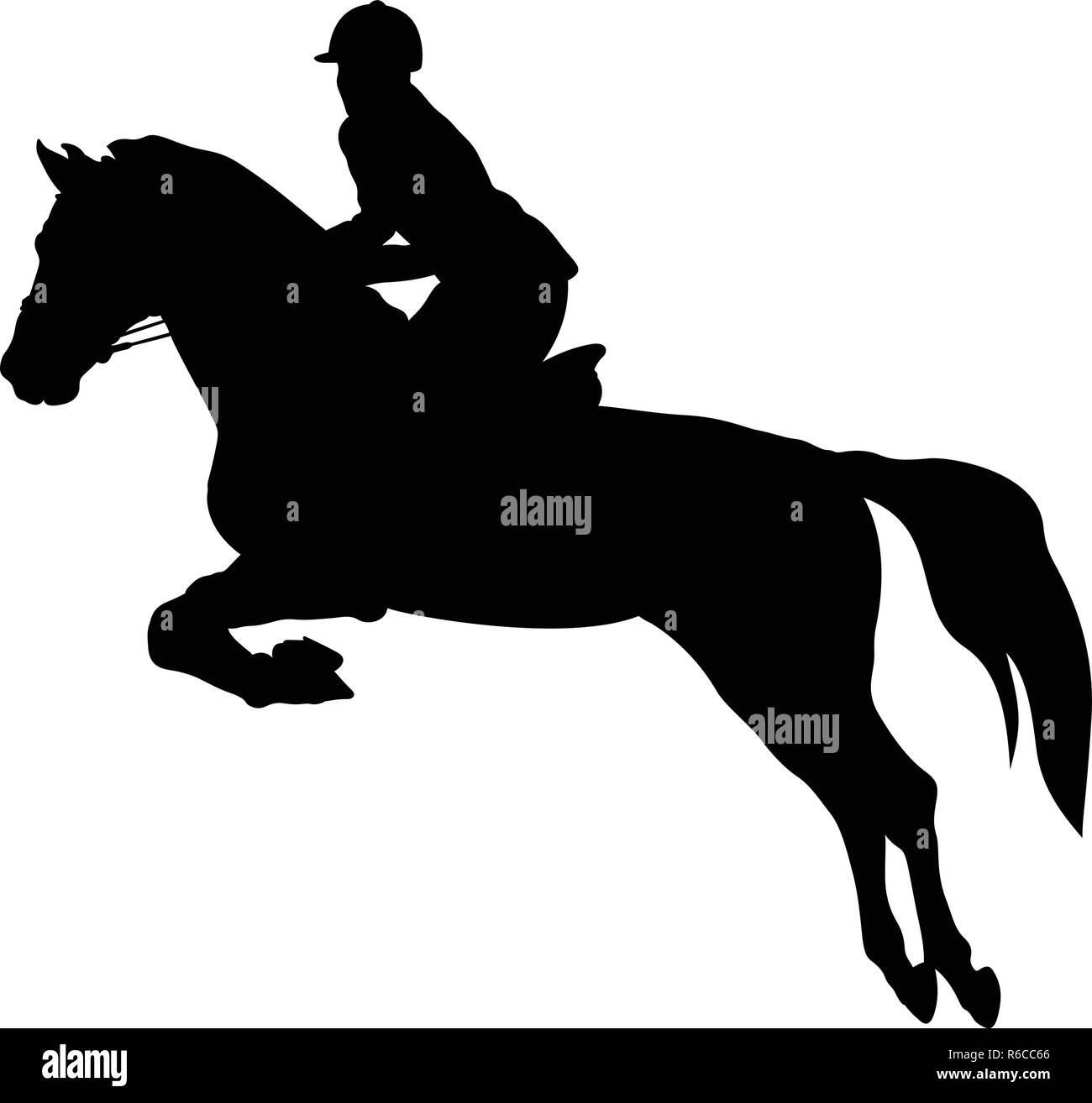 Pferdesport Frau Reiter Pferd springen Stock Vektor