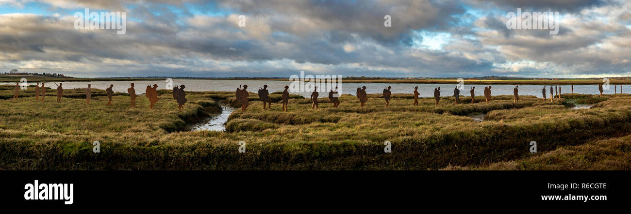 Panorama der Denkmal für die Gefallenen des Zweiten Weltkriegs 1 Mersea Island Essex Stockfoto
