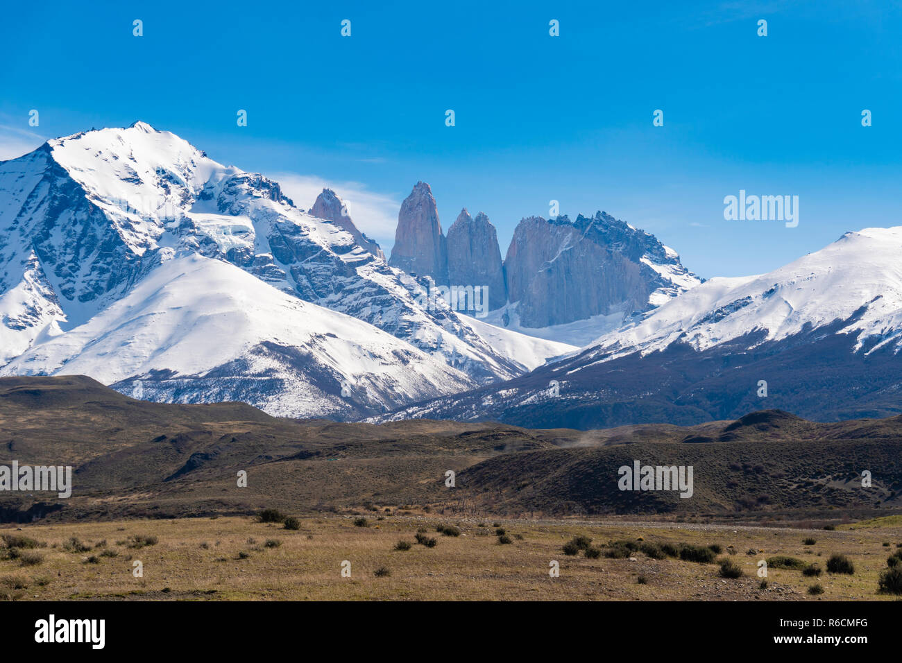 Granit Türme an der Torres del Paine Nationalpark in Chile Stockfoto