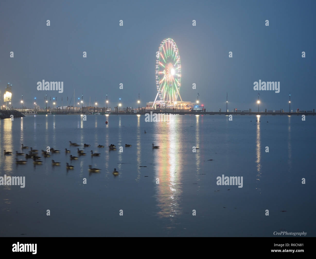 Landschaft der Nationalen Hafen in Oxon Hill MD bei Nacht Stockfoto