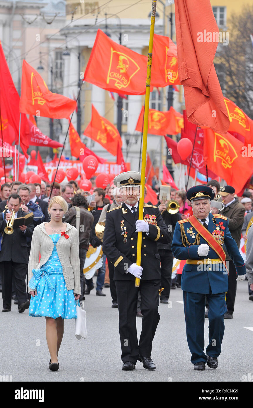 Russland, Moskau, Russische Kommunistische Partei beteiligen sich an der 1. Mai Day Parade in Moskau Stockfoto