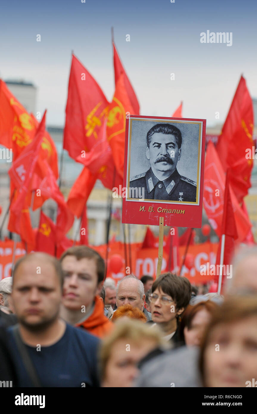Russland, Moskau, Russische Kommunistische Partei beteiligen sich an der 1. Mai Day Parade in Moskau Stockfoto