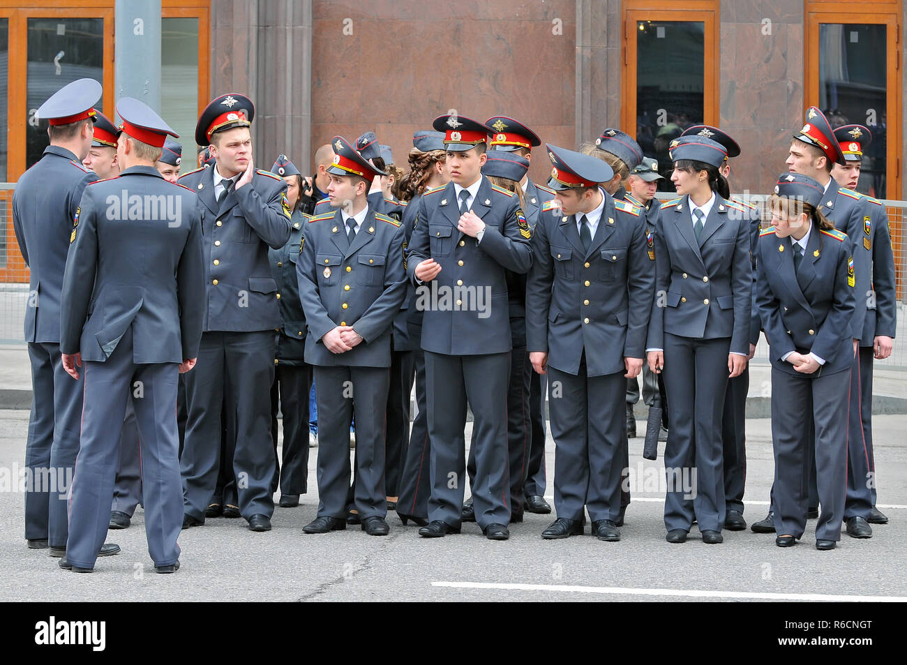 Russland, Moskau, Russische Polizei der Russischen Kommunistischen Partei beteiligen sich an der 1. Mai Day Parade in Moskau Stockfoto