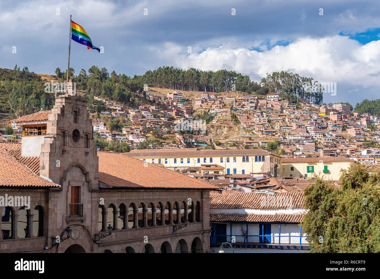 Blick auf die Stadt Cusco in Peru im Tagbetrieb Stockfoto