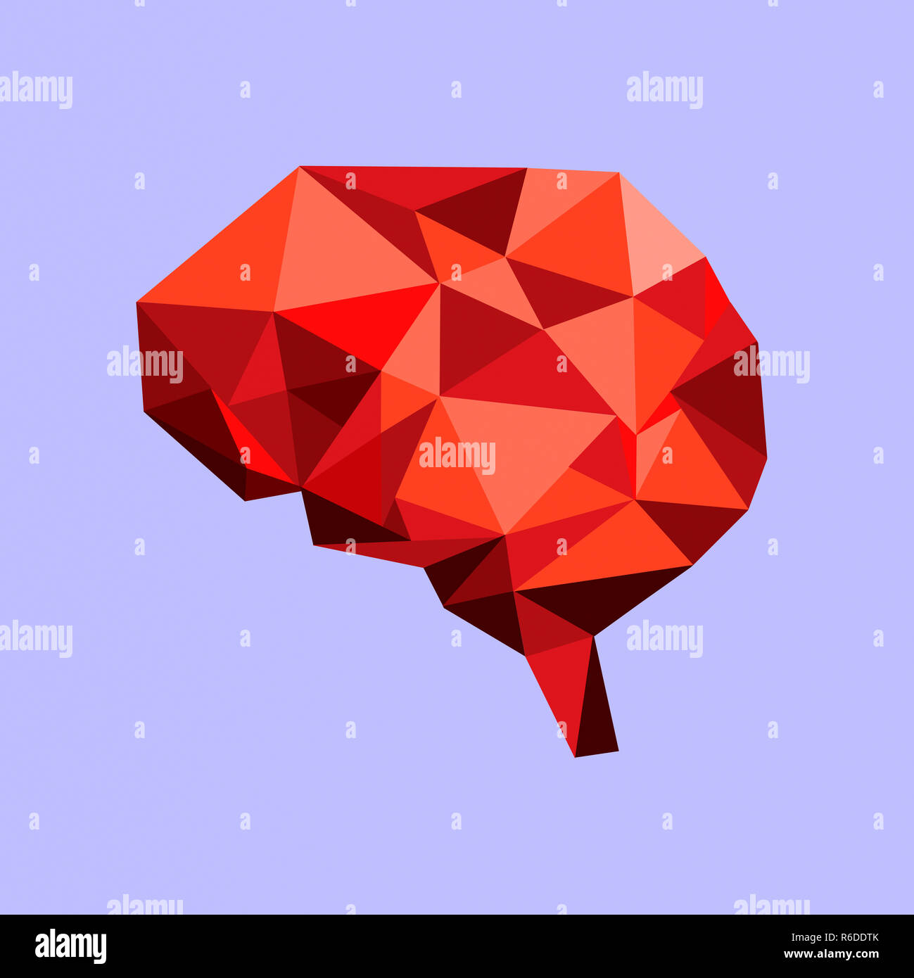 Low Poly menschliche Gehirn von Rot eckig geometrische Formen gemacht Stockfoto