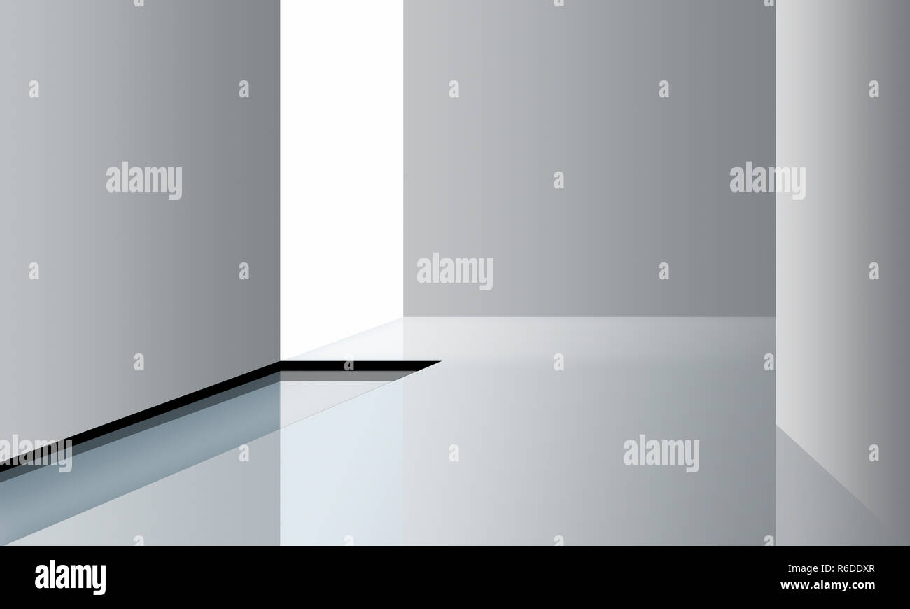 Monochrome digitales Bild von gestalteten Interieur, modernen Zimmer mit klaren Linien Stockfoto