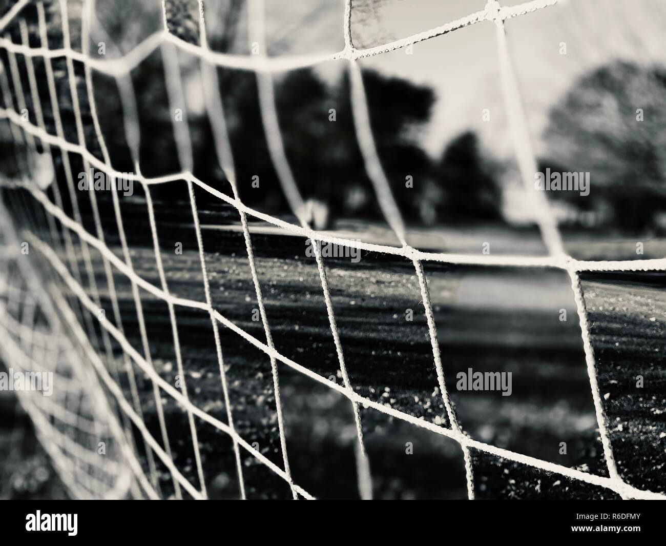 In der Nähe eines Fußball-Ziel Stockfoto