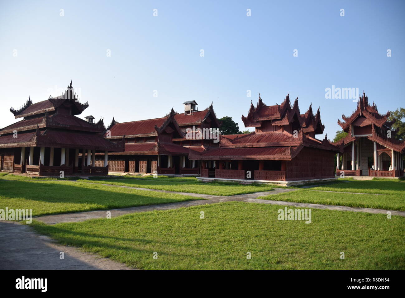 Gebäude im Mandalay Royal Palace Complex, der letzte königliche Palast des letzten burmesischen Monarchie in Mandalay, Myanmar Stockfoto