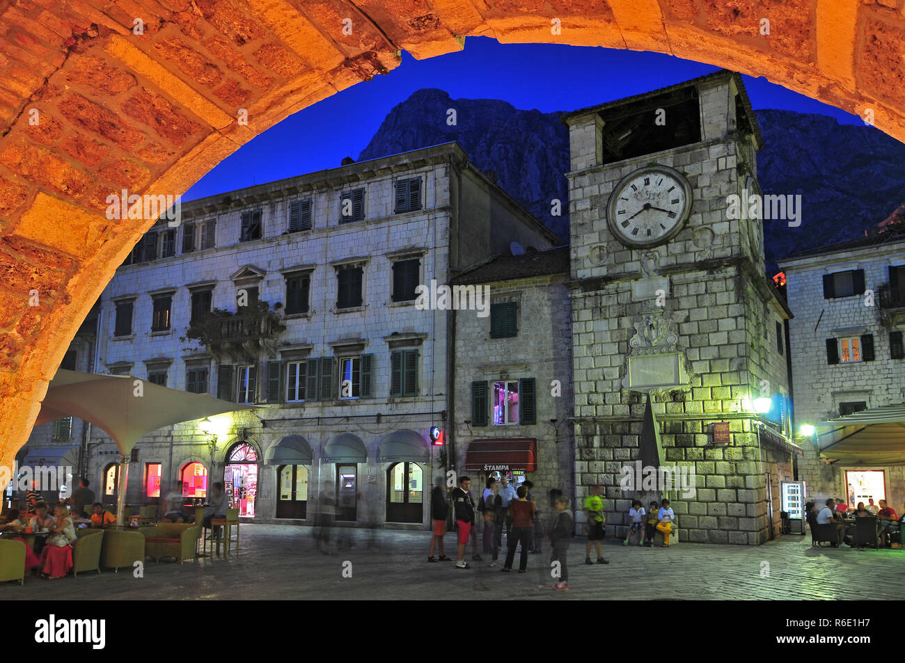 Clock Tower in Stari Grad Kotor Montenegro Stockfoto