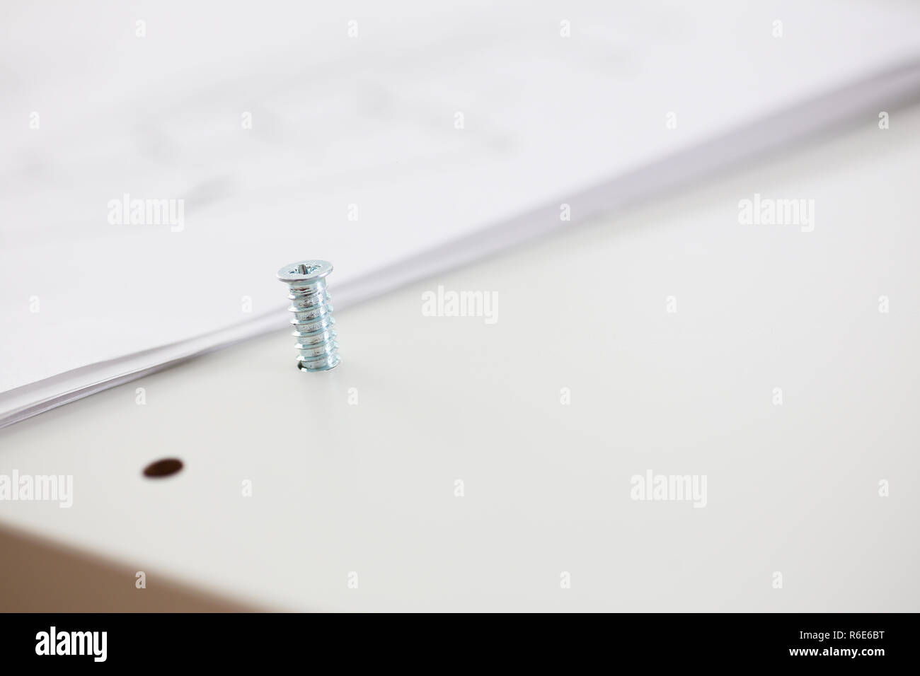 Schrauben für den Zusammenbau von Möbeln closeup Stockfoto