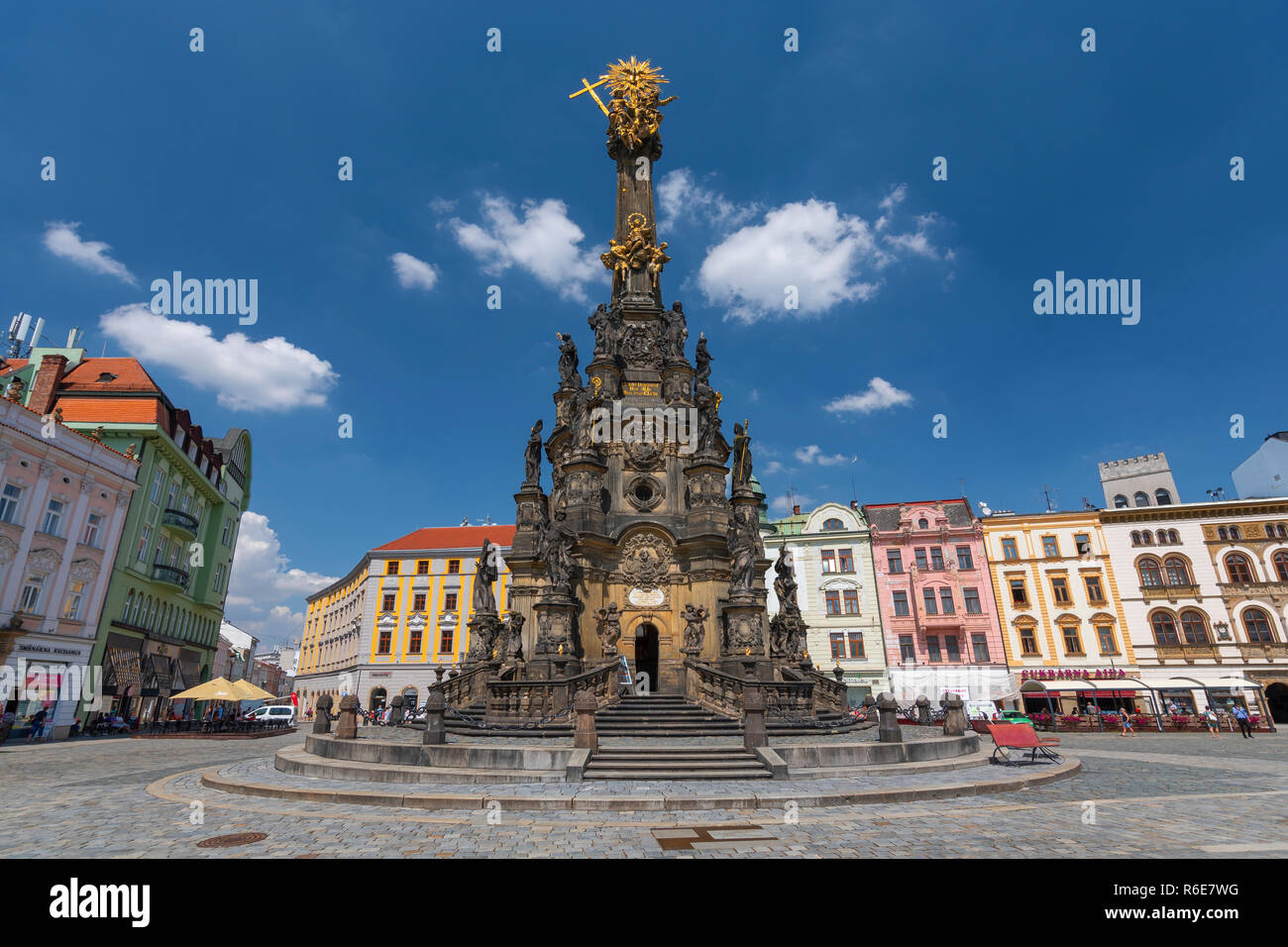 Dreifaltigkeitssäule auf dem Hauptplatz der Altstadt von Olomouc, Tschechische Republik Stockfoto