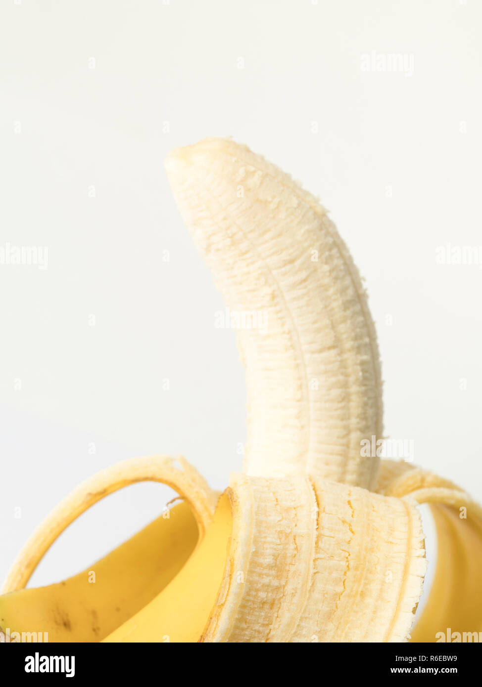 Nahaufnahme von geschälte Banane Stockfoto