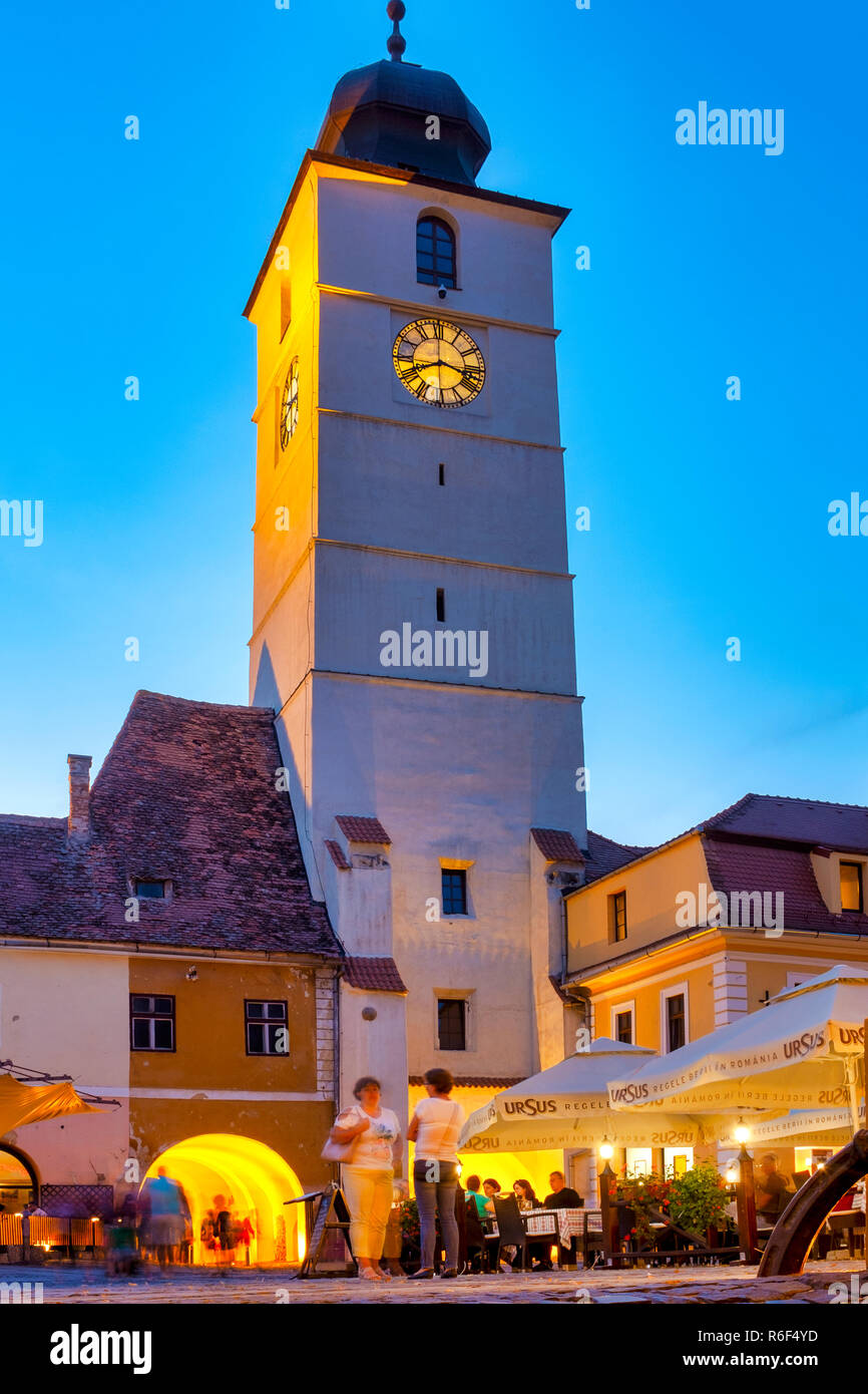 Der Turm von Sibiu aus dem Großen, Sibiu, Rumänien Stockfoto