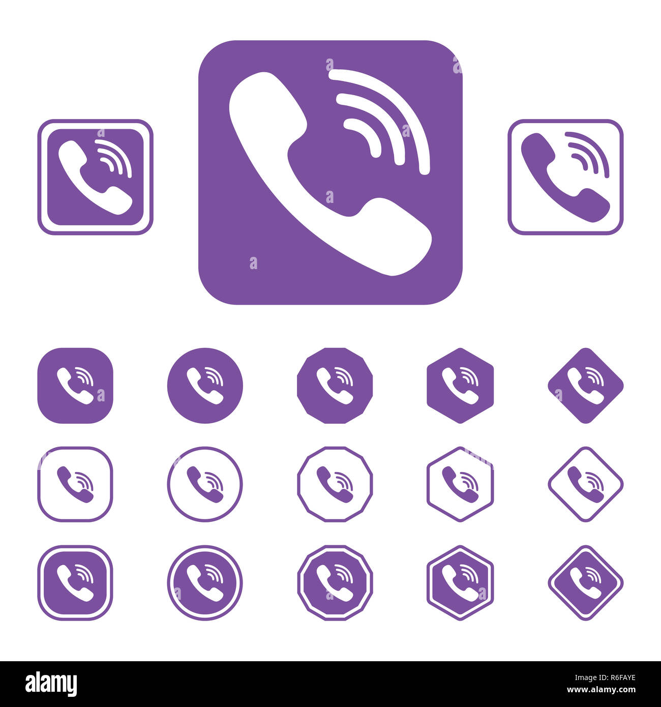 Satz von viber Flachbild Symbol auf weißem Hintergrund Stockfoto