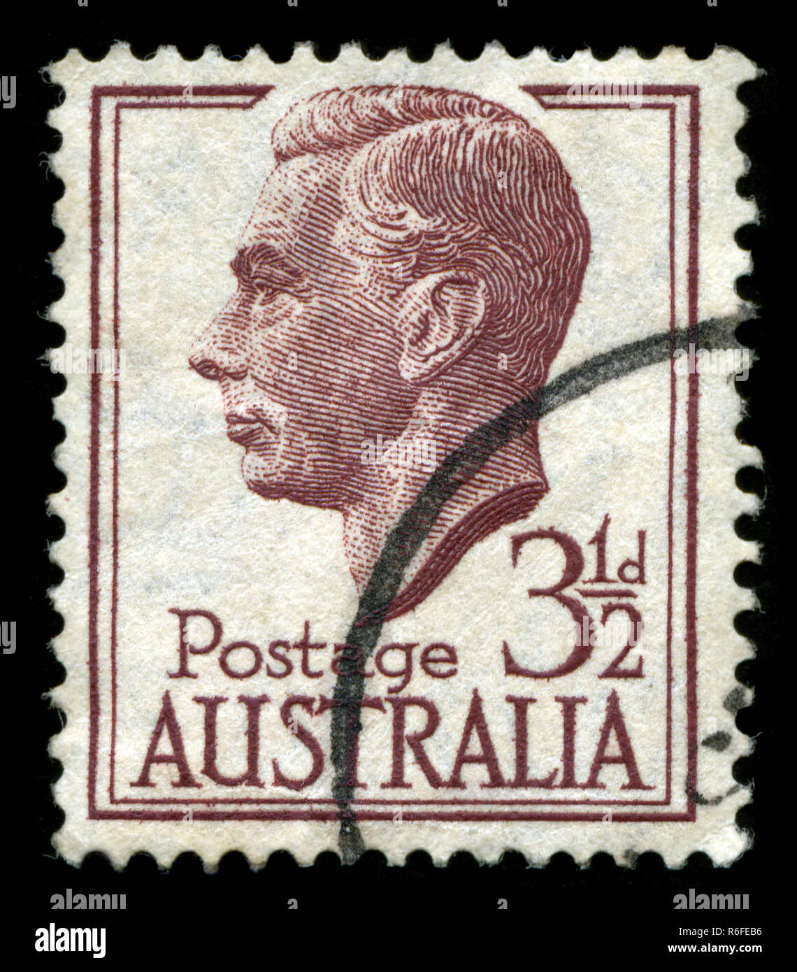 Briefmarke aus Australien in der King George VI in unterschiedlichen Frames Serie 1951 ausgestellt Stockfoto